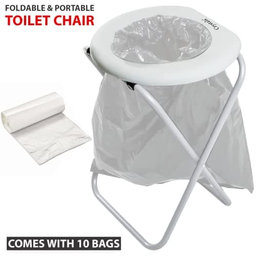 Crystals® Folding Toilet Seat, Outdoor Portable Toilet Chair for Camping Park Travel Fishing — view 2