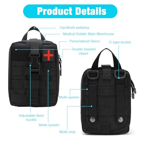Mineup 54 PCS First Aid Kit, Emergency Trauma Kit First Aid Bag, Jumbo Trauma Bag, First Aid Molle Pouch for Home & Workplace Includes Bandages, Tourniquet & Essentials for Everyday Situations(Black) — view 4