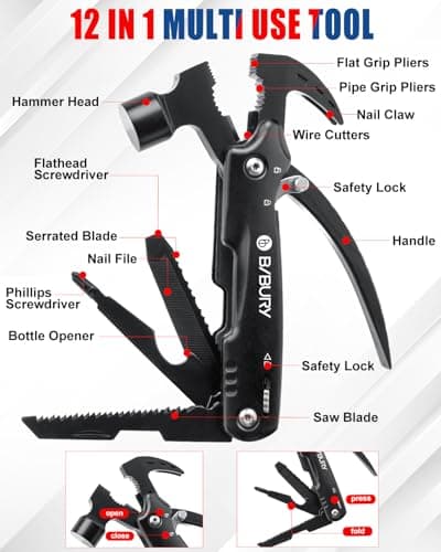 BIBURY Mini Hammer Multitool,Gifts for Men,Outdoor Accessories Camping Tool — view 2