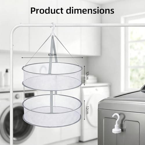 Hanging Mesh Drying Rack for Cruise Ship, Foldable Anti-Deform Laundry Dry Net with 2 Heavy-Duty Magnetic Hooks, Portable Delicates Dryer for Camping, Cruise Ship, Caravan, Lingerie, Socks, Swimwear — view 2