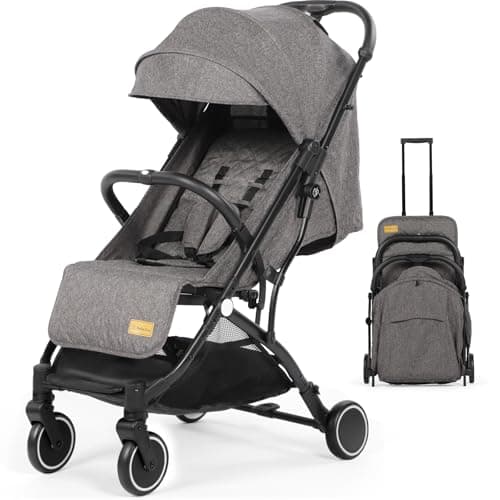 Hello-5ive Baby Stroller, Lightweight Compact Foldable Baby Pushchair with Rain Cover, Mosquito Net, Five-Point Harness, Adjustable Seat, Travel Buggy Pram from Birth 0-3 Years (Dark Grey) — view 5