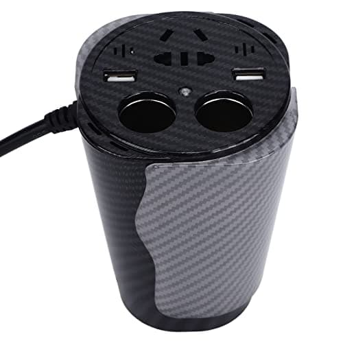 150W Car Power Converter with Voice Controlled LED Colorful Atmosphere Light USB Charging Converter Aluminium Alloy Cup Shaped — view 6