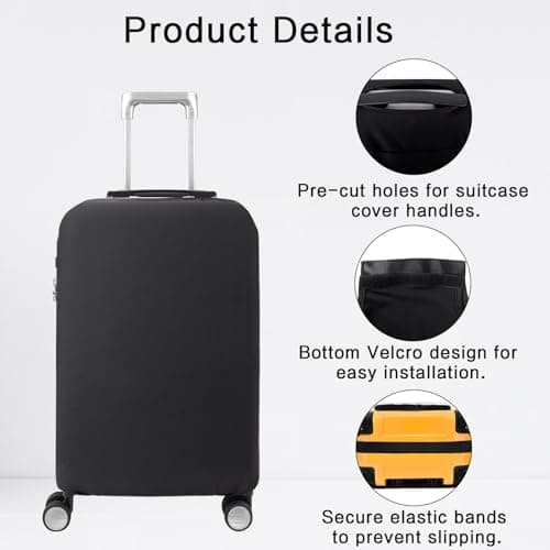 Bomiclss Elastic Suitcase Cover - Suitcase Protector for 22-25 Inch, Waterproof Dustproof Luggage Cover Black Baggage cover for Travel (Black, M) — view 4