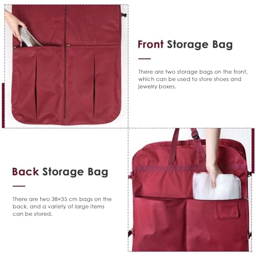 Univivi Wedding Dress Bag, 72 Inch Dress Bags Covers, Burgundy — view 3