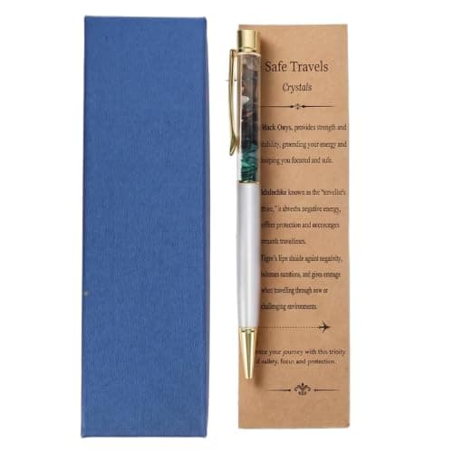 Arglfty Travel Gifts, 2-Piece Set: Crystal Pen & Inspirational Kraft Card, Crystal Gifts for Women, Men, Travellers and Travel Lovers, Thoughtful Gift, Ideas Present for Someone Going Travelling