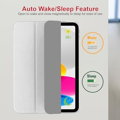 GALTD for iPad A16 Case Smart, 11th Generation 11inch/iPad 10th Generation Case 10.9" (2025-2022) Auto Wake/Sleep Cover, Slim Stand Cover with Hard Back, Support Touch ID, White — view 4