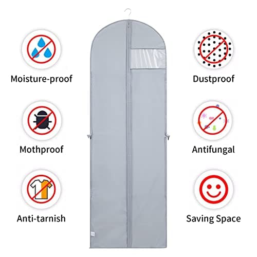 Niviy Wedding Dress Bag 60 x 180 cm, Long Dress Garment Cover with Handle — view 4