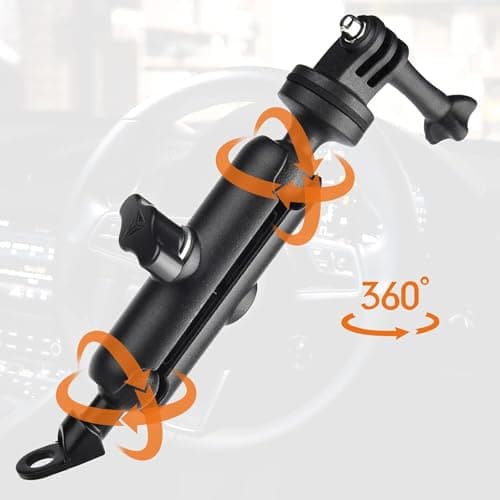 360° Rotatable Motorcycle Bike Camera RAM Mount, Universal Action Camera Holder with Vibration Dampener for GoPro Hero 12/11/10/9, DJI Osmo Action 4/3, Insta360 for Motorbike, Mountain Bike, Road Bike — view 6