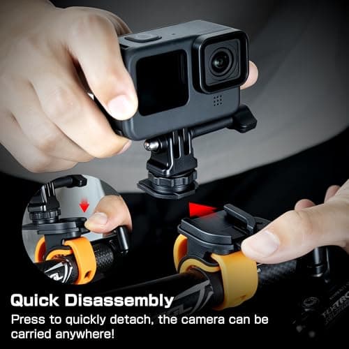 Quick Release Camera 360 Strap Mount Flexible Wrap Band for Go Pro Hero, Pocket 4/3, Insta360, Akaso Action Cameras, Non-Slip for Bike Motorcycle Handlebar Treadmill Stroller Roll Bar Ski Pole Tube — view 3
