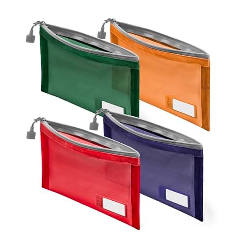 Set & Done Makeup Bag Set, 4 Pack Nylon Mesh Zipper Bag Organizers, Small Travel Bag for Toiletries, See Through Pencil Case Pouches for Purse, Travel Essentials and Tech Cords