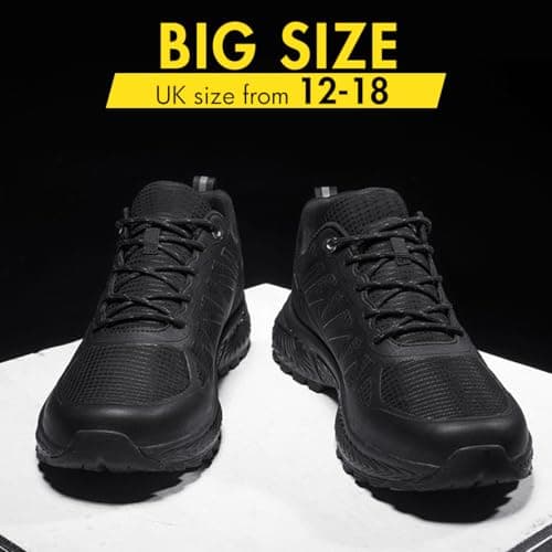 Hawkwell Men's Plus Size Outdoor Trail Running Shoes UK Size 12 13 14 15 16 17 18, Black PU, 16 UK — view 4