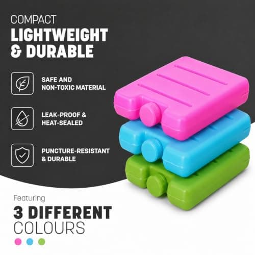 KEPLIN Mini Freezer Ice Packs (6 Pack) – Multicolour Reusable Cooling Blocks for Lunch Boxes, Small Cooler Bags, Travel & Picnic – Compact Design with Long Lasting Cooling Performance — view 3