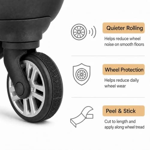 Wjelet 8 Pcs Suitcase Wheel Protectors, Silicone Suitcase Wheel Covers, Silent Luggage Wheels Protector Covers Black — view 4