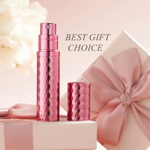 Aurdox Perfume Atomiser, Refillable & Travel Size Perfume Bottle with Bottom Pump, Leaking Proof, Luxurious Diamond Design, Mini Small Spray Bottles for Women and Men, 5ml (Rose Red) — view 6