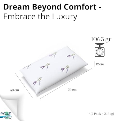 HOME STILL Memory Foam Bed Pillows 2 Pack, 40 x 70 x 12 cm, Lavender Pattern, Ergonomic Neck Support, Skin-Friendly Microfiber Cover, Comfortable Sleep, Machine Washable — view 6