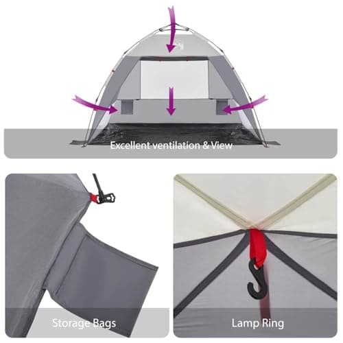vidaXL Beach Tent 2-Person Grey Quick Release Waterproof — view 6