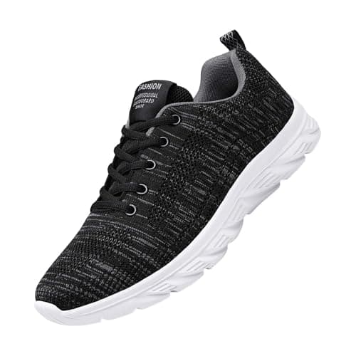 Men's Breathable Mesh Sneakers Casual Sports Shoes Lightweight Shock-Absorbing Running Shoes Fashion Walking Shoe with Non-Slip Sole Comfortable Low Top Trainers for Jogging Outdoor Grey