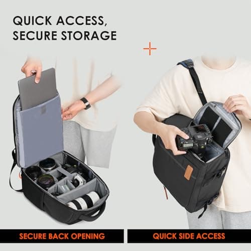 TARION Camera Bag Backpack 15L - Side Access Waterproof 15" Laptop Sleeve — view 4
