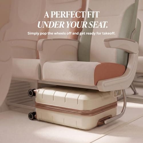 LUGG - Jetset 40cm Suitcase - 40x30x20cm- Ryanair Compatible - Underseat Size - Hard Shell ABS - Spinner & Removable Wheels - Lightweight Travel Luggage- Cream/Brown — view 6