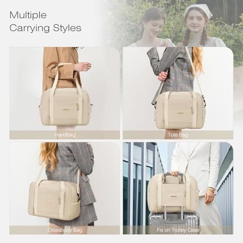 SPAHER for Ryanair Cabin Bags 40x30x20 Underseat Wizzair Carry on Hand Luggage Foldable Travel Duffel Flight Bag Women Men 25L with Wet Pockets Holdall Tote for Overnight Airplane Weekend, Beige — view 6