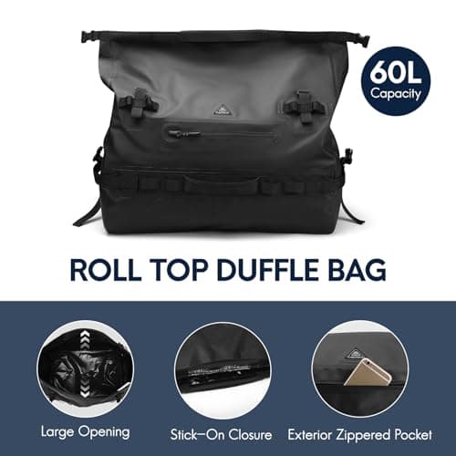 Haimont IPX7 Waterproof Roll-Top Dry Duffel Backpack, Black, 60L — view 4