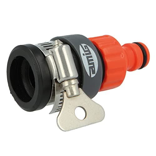 Amig - Universal Hose Adapter | with Stainless Steel Butterfly Screw | Compatible with Most Taps | ABS Plastic and Rubber | Orange and Grey — view 2