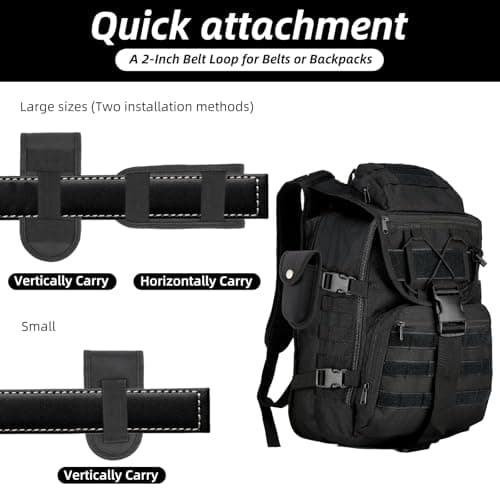 Nexlynk 2 Pcs Nylon Pocket Knife Sheath for 5''-5.5''（14cm） and 4''(11cm) Folding Knife Multitool Pouch with Snap Closure Belt Loop Vertical Carry for Outdoor Hiking Camping Fishing — view 4