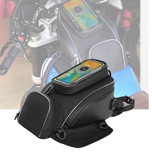 YSNFDN Motorcycle Tank Bag for Harley Davidson Softail Breakout 2013-2024, Waterproof Magnetic & Strap-On Motorcycle Fuel Tank Bag with Multi-Compartment Storage for Touring & Commuting,B
