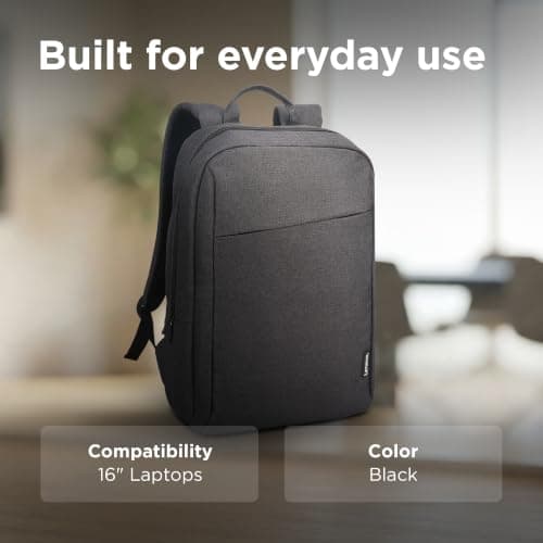 Lenovo B210 Backpack for 15.6 Inch Laptops, Lightweight and Water Repellent Rucksack– Black — view 4