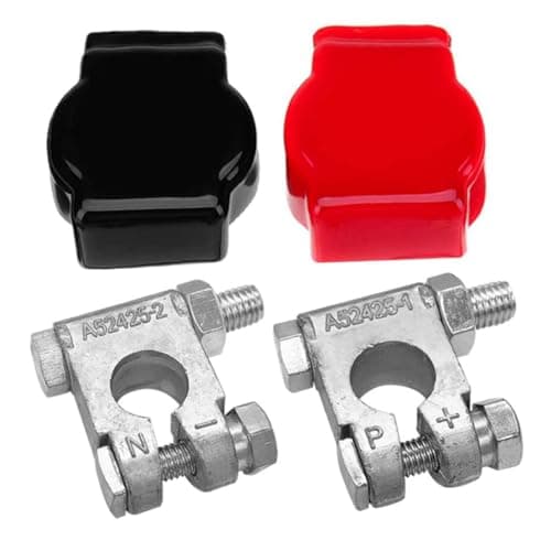 TOKIDNY Military Grade Battery Terminal Post Kit for Cars Trucks Rvs and Marine Boats – Includes Positive and Negative Battery Clips with Flame Retardant Covers