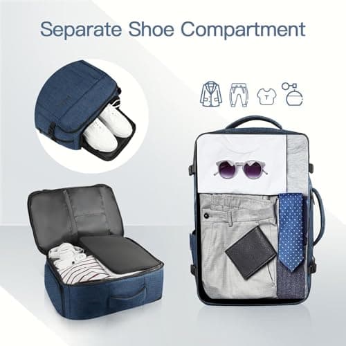Carry On Backpack, Extra Large 50L Travel Backpack for Men & Women, Expandable Backpack For Airplanes, 17 Inch Laptop Backpack, Luggage Suitcase 40L Daypack Lightweight Business Weekender Bag, Blue — view 2