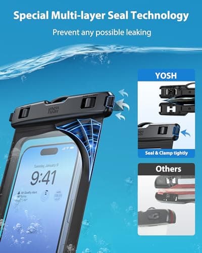 YOSH Waterproof Phone Pouch [IPX8 Certified] 2 Pack, Fits Up to 7.0", Black — view 4