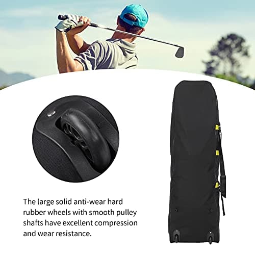 Mtlavishness Golf Aviation Bag with Wheels Foldable 600D Oxford Golf Club Case Cover Travel Bag Storage Pouch for Outdoor Travel, Lightweight and Wear Resistant Golf Travel Bag (Yellow) — view 3