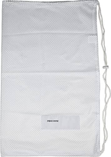 aqua zone Drawstring Sports Equipment Mesh Bag for Swimming Beach Diving Travel Gym (White) — view 2