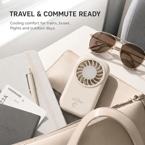 WHATOOK Mini Handheld Turbo Fan: 0.59in Ultra-Slim & 0.12lbs Light Pocket Fan, 11000 RPM Power, USB-C Rechargeable Portable Small Personal Hand Fan for Travel Essentials, Outdoor, Gift, White — view 6