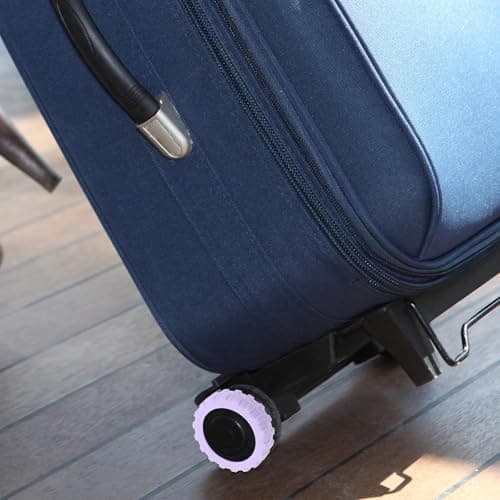 MOBUTOFU 8pcs Luggage Wheel Silicone Protective Covers, Noise-reducing Anti-Vibration Caster Protectors for Travel Suitcase Wheels, Large 55x55x15mm, Lavender Purple — view 6