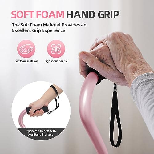 BeneCane Walking Cane for Men & Women Adjustable Cane with Offset Soft Cushioned Handle -Portable Lightweight Sturdy Mobility Walker Aid for Elderly, Seniors Collapsible Cane — view 5