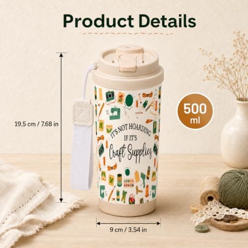 Crafting Lover Gift Tumbler 2-in-1 Lid Stainless Steel Coffee Tumbler — view 2