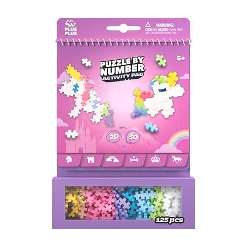 PLUS PLUS Travel Toys - Building Blocks Puzzle Play, Ideal Train, Car, or Plane Activities for Kids, 12 Pages with 125 Pieces in Attached Storage, Girls and Boys Toys Age 5 Plus - Fairy Tale — view 2