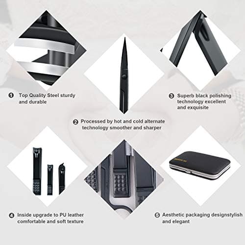 Manicure Set 10pcs Professional Nail Clippers Kit, Black White — view 5