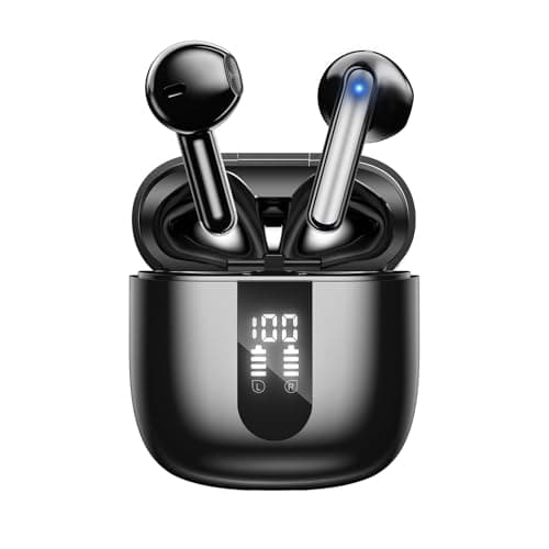 JBES Wireless Earbuds Bluetooth Earphones, 60H Deep Bass Ear Buds with 6 Noise Cancelling Microphone, IP5 Waterproof in Ear Headphones for iPhone Android Sports Gaming (Mulit Black)