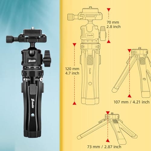 Zeadio Heavy Duty Metal Tripod Kit with Arca Ball Head - Universal Phone Vlogging Kit, Cell Phone Stand & Travel Tripod for iPhone/Android, Camera, Gimbal, Action Cam etc — view 5