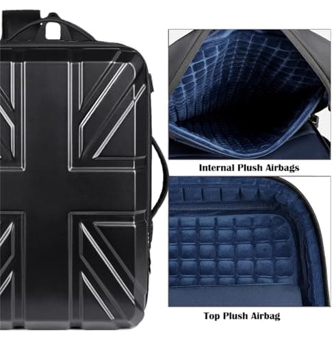 Elsegeod Hard Shell Tsa Laptop Backpack for Men,Expandable Waterproof Anti Theft Backpack with USB Port, Business Travel Gaming Computer Bag 17.3 Inch Rucksack，Silver — view 5