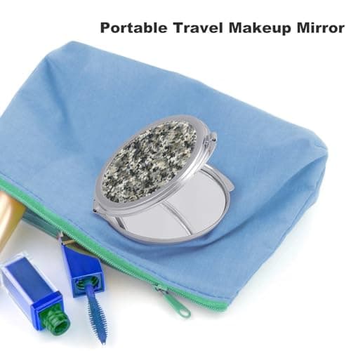 BVKWNTSA Portable Travel Makeup Mirror – Durable Silver-Plated Iron Folding Compact Digital Camo Printed Mirror with Protective Lid Perfect for Travel, Home, And Salons — view 3