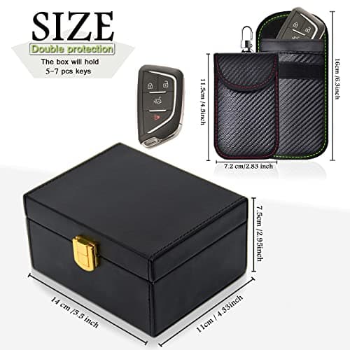 Faraday Box & 2 Pack Faraday Pouch for Car Keys,Small Faraday Bag for Key Fob Protector,Anti-theft Car Key Signal Blocker Box for Keyless Entry — view 3