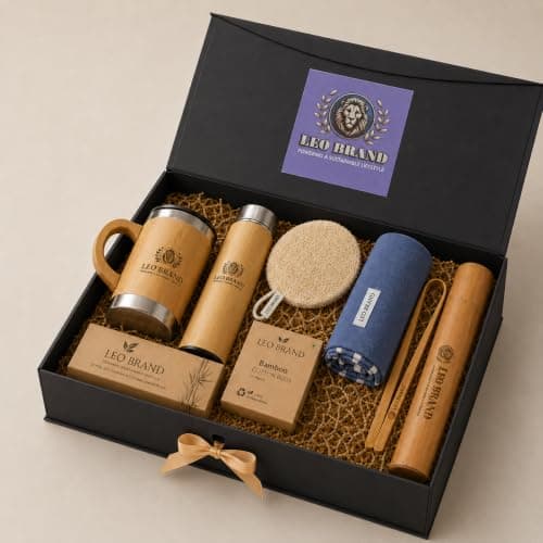 Leo Brand Eco Gym & Fitness Essentials Gift Box | Premium Bamboo Sports & Wellness Gift Set | Sustainable Travel & Personal Care Kit | Eco Friendly Fitness Gift — view 5