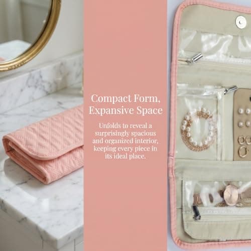 Kideerly Travel Jewellery Organiser, Roll Travel Jewellery Pouch Case Large Capacity Foldable For Multiple Necklaces, Rings, Bracelets, Earrings, Jewellery Travel Pouch — view 5