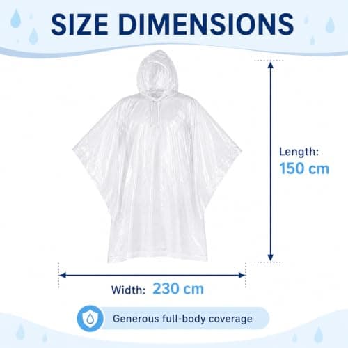 The Fancy Dress Clear Poncho Waterproof Adults - Unisex Mens Disposable Water Proof Rain Ponchos Family Pack For Hiking Cycling & Camping (3 Pack) — view 2