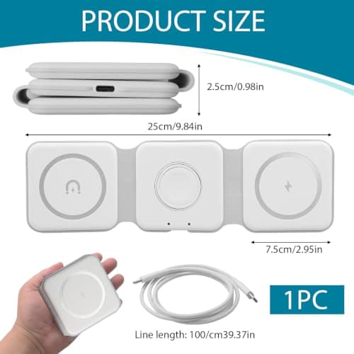 3 in 1 Wireless Charging Station for Apple Magnetic Foldable Travel Charger — view 2
