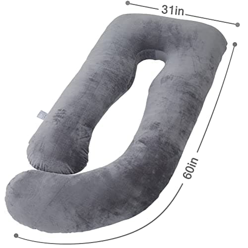 AS AWESLING Pregnancy Pillow, U Shaped Full Body Pillow, Nursing, Support and Maternity Pillow for Pregnant Women with Removable Cover (Dark Grey) — view 2
